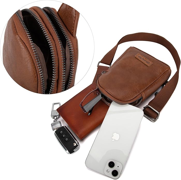 Wrangler Sling Bag/Crossbody/Chest Bag - Brown Leather