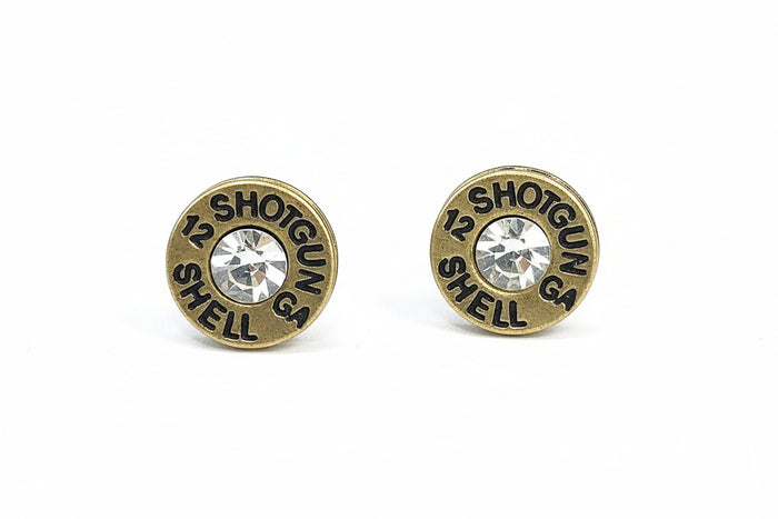 Shotgun Shell Rhinestone Studs- Gold