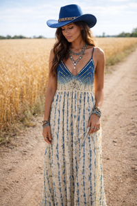 Indigo Crochet Maxi Dress