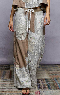 Boho Wide Leg Lace Pant - Mocha