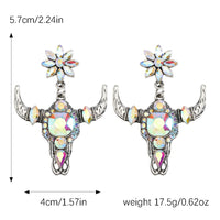 So Extra Cow Skull Earrings - Silver/Iridescent