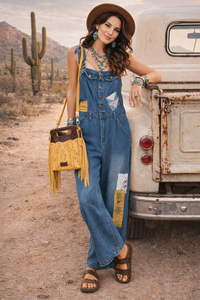 Bohemian Patchwork Denim Jumpsuit