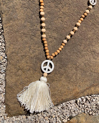 Hippie Peace Sign Tassel Necklace