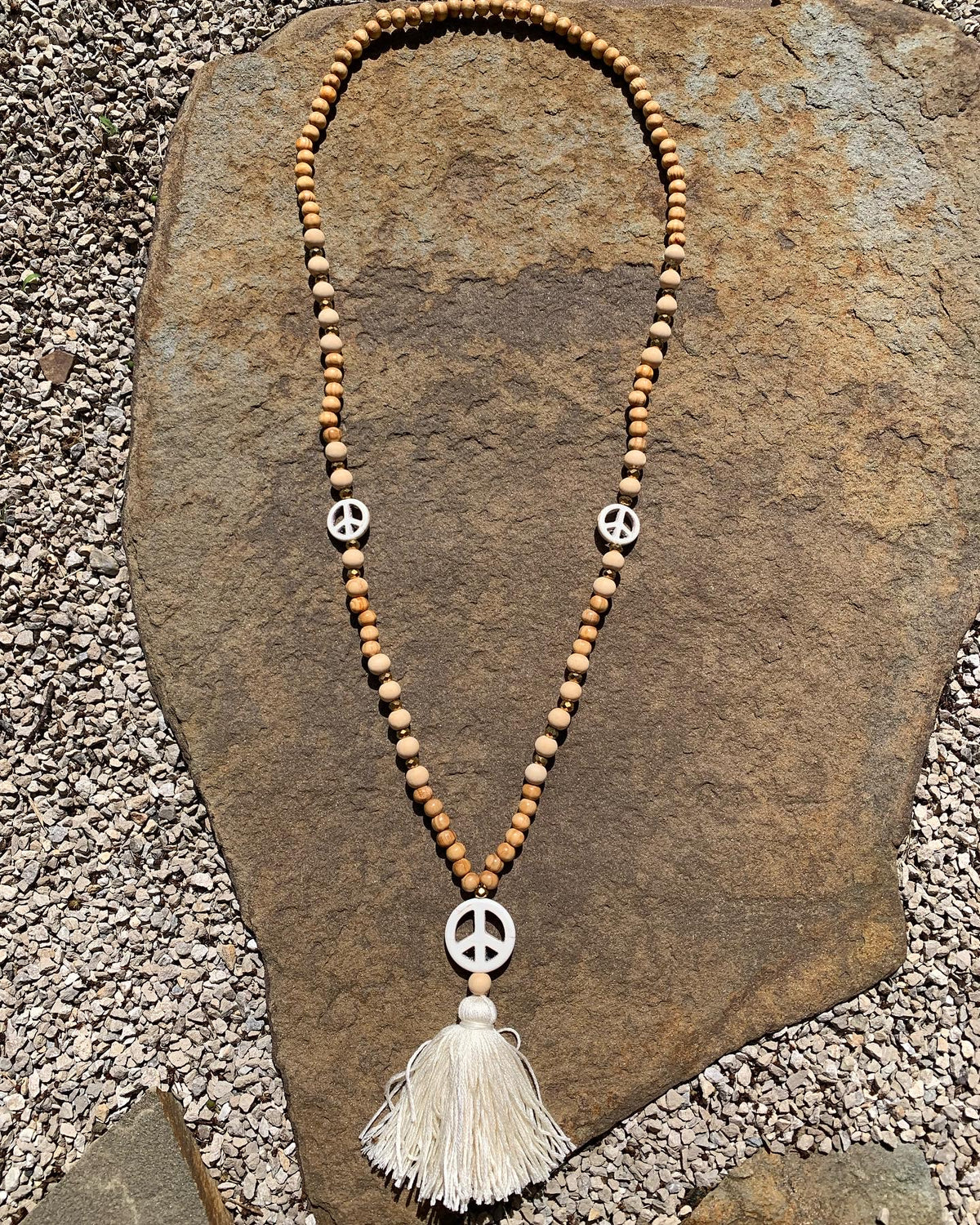 Hippie Peace Sign Tassel Necklace