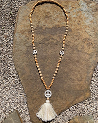 Hippie Peace Sign Tassel Necklace
