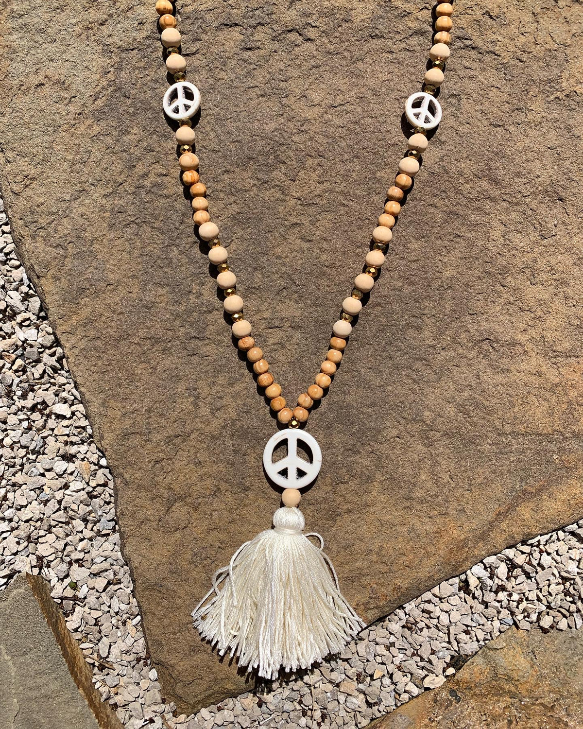 Hippie Peace Sign Tassel Necklace