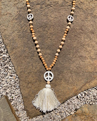 Hippie Peace Sign Tassel Necklace
