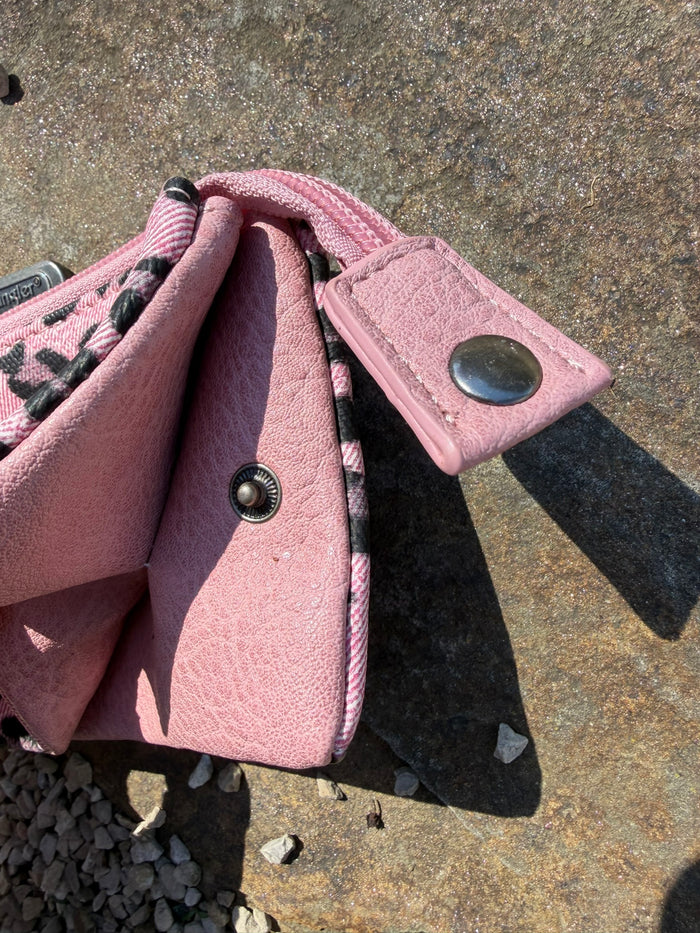 Wrangler Pink Cheetah Leather Zip Pouch