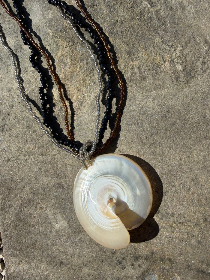 Bohemian Beaded Shell Statement Necklace