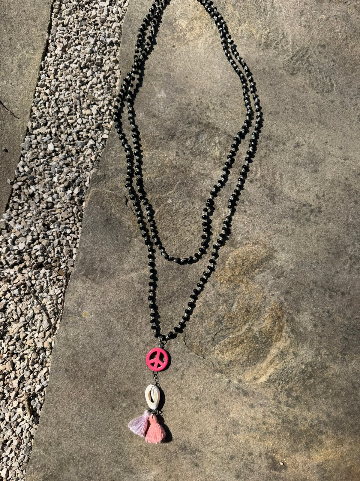 Simple Peace Sign Beaded Necklace