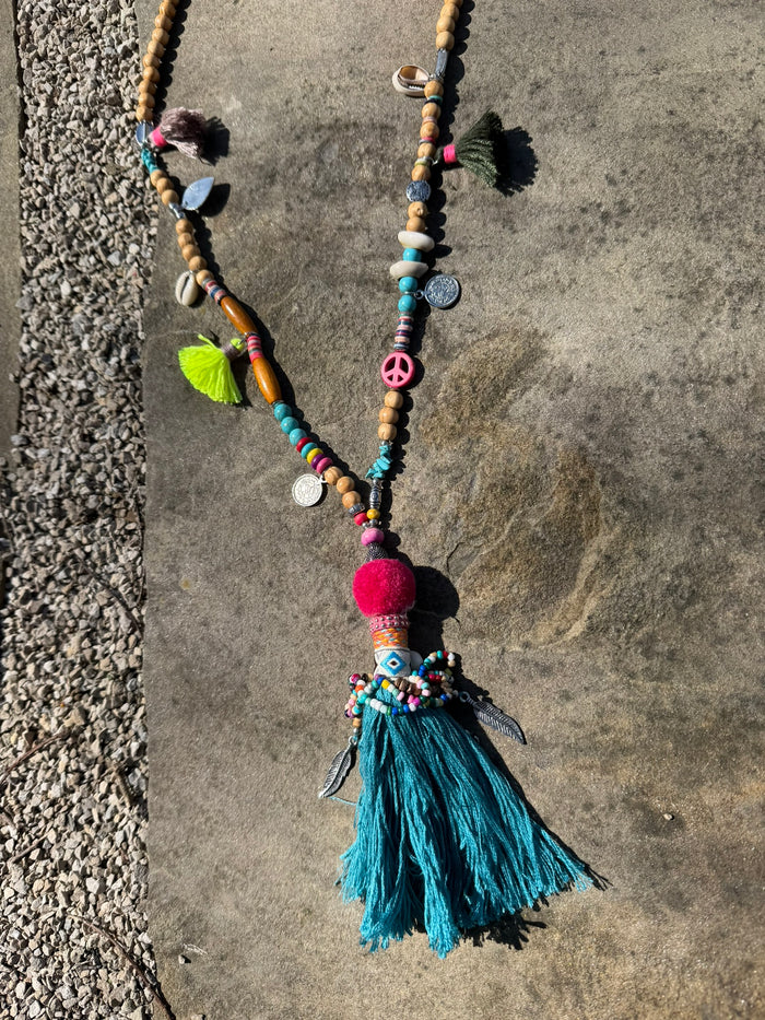 Statement Tassel Beaded Necklace