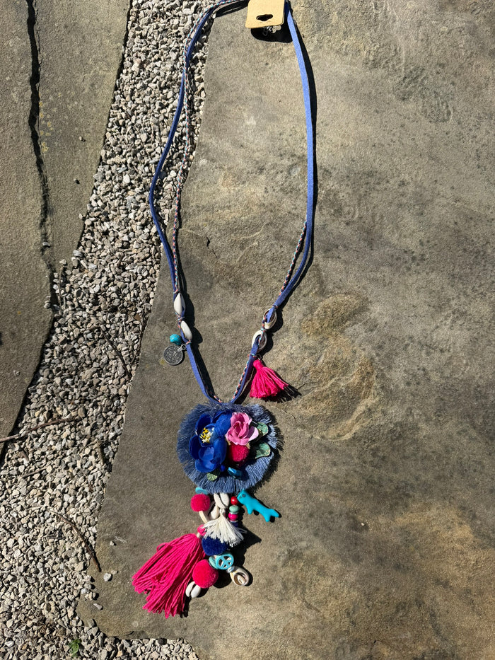 Statement Floral Charm Necklace