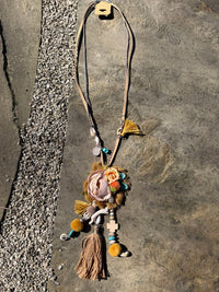 Statement Floral Charm Necklace - Golden