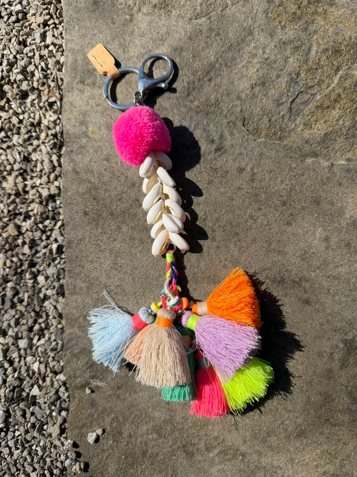 Sea Shell Pom Tassel Bag Charm