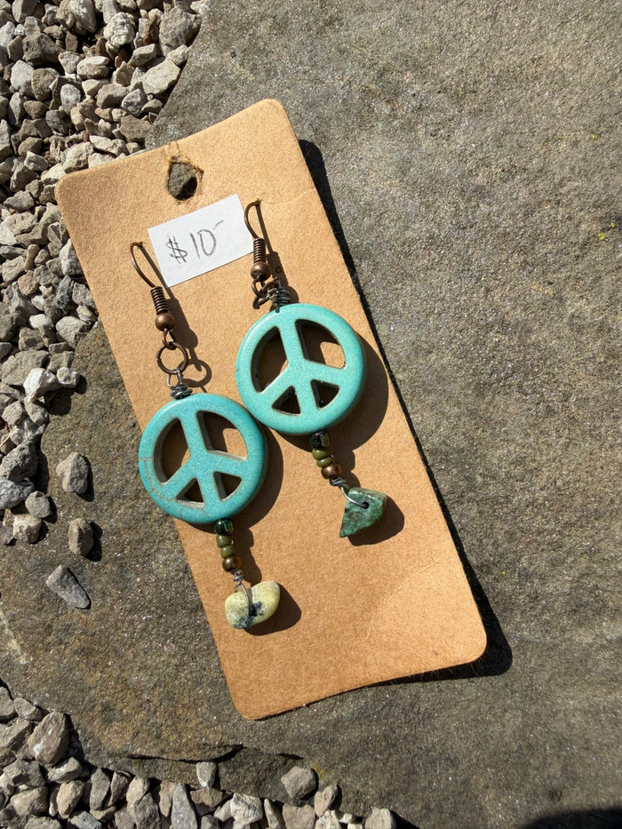 Teal Simple Peace Earrings