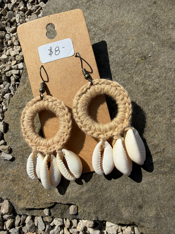Macrame Shell Earrings
