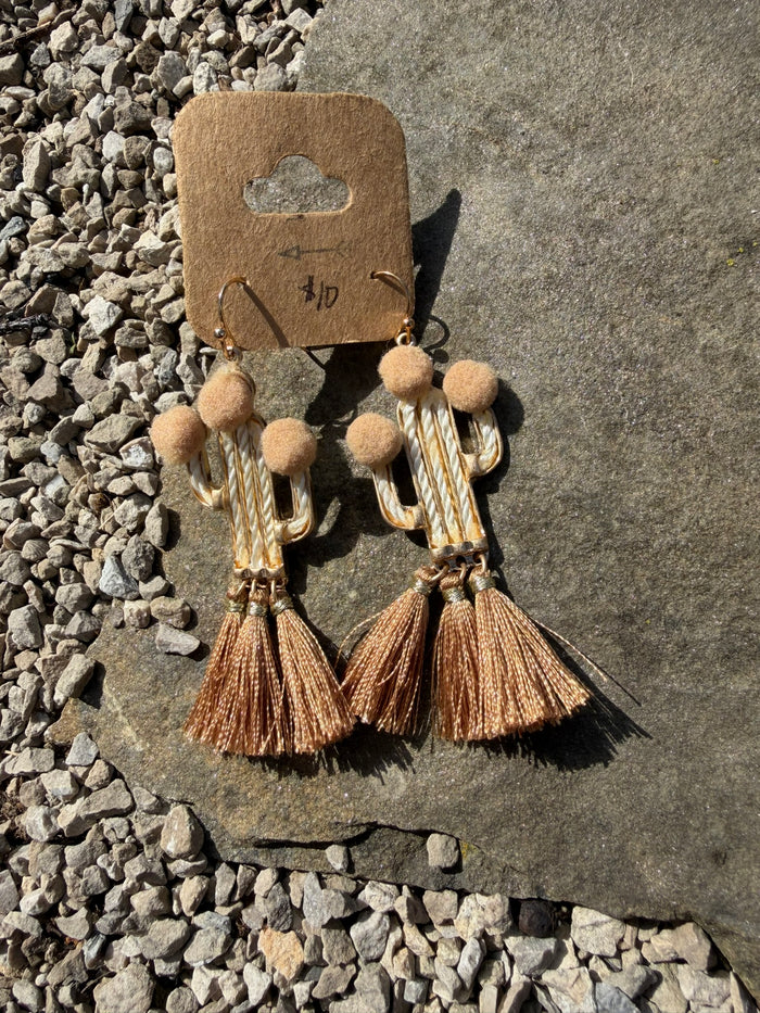 Cactus Pom Tassel Earrings