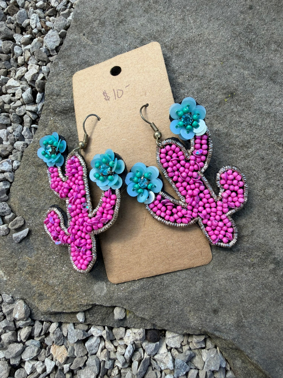 Arizona Cactus Beaded Earrings - Pink