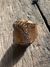 Crystal Rhinestone Encrusted Cuff Ring - Calcite