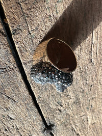 Crystal Rhinestone Encrusted Cuff Ring - Hematite