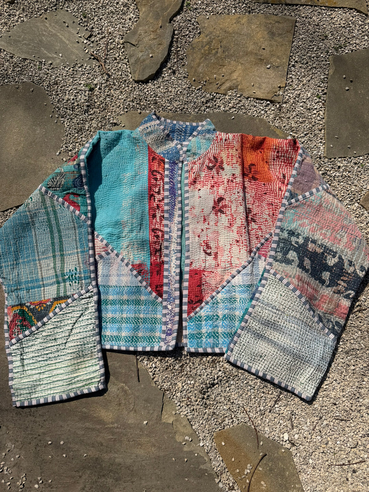 Bohemian Vintage Kantha Reversible Handmade Short Style Jacket - Hailey