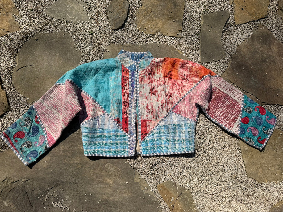 Bohemian Vintage Kantha Reversible Handmade Short Style Jacket - Hailey