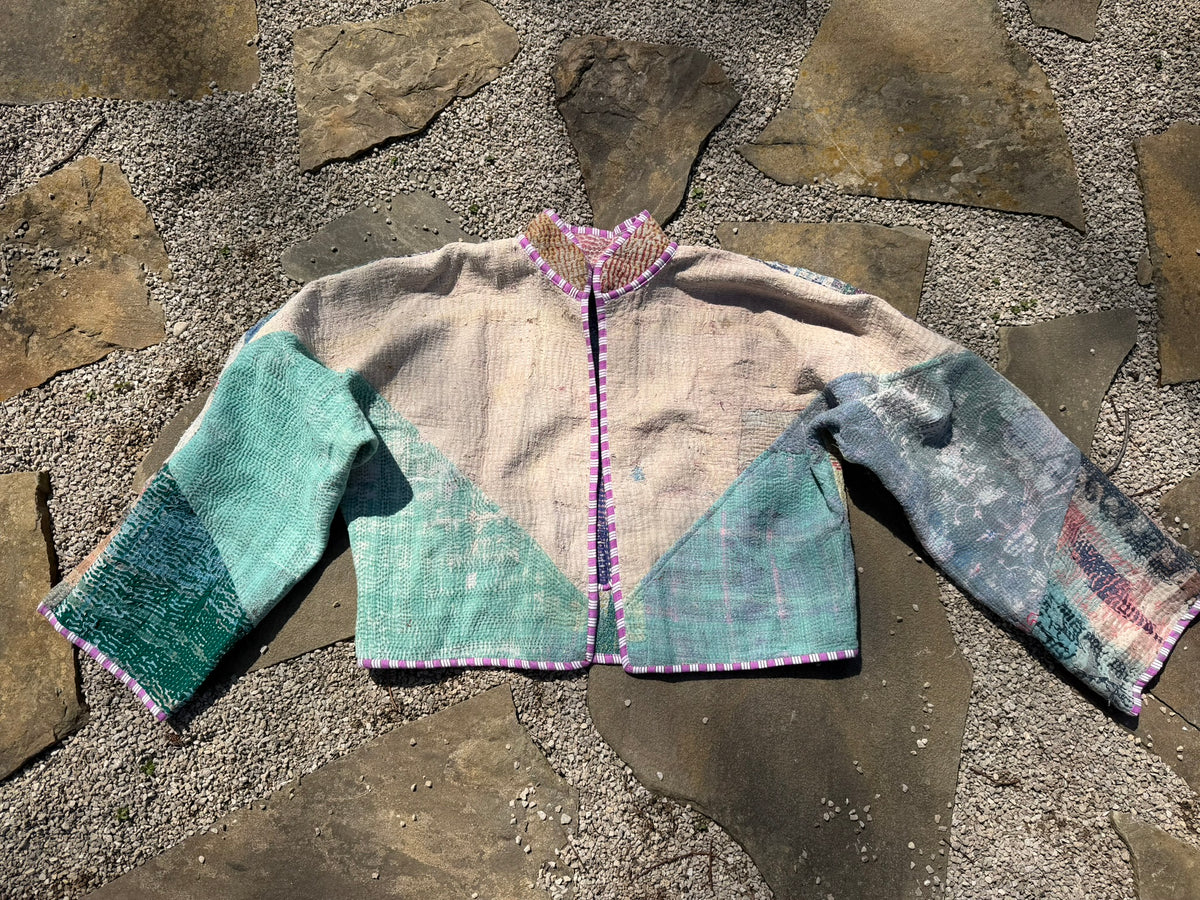 Bohemian Vintage Kantha Reversible Handmade Short Style Jacket - Lotty
