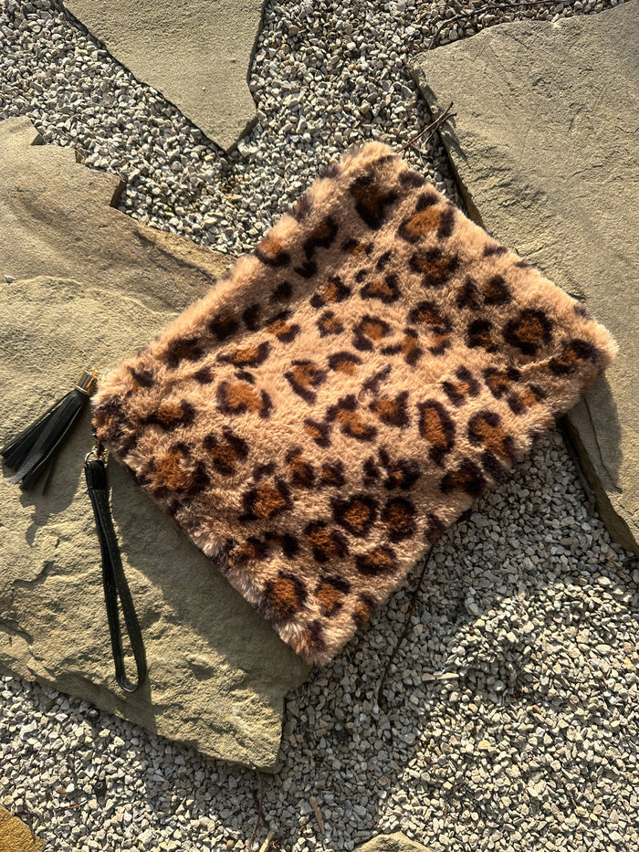 Cheetah Fur Wristlet