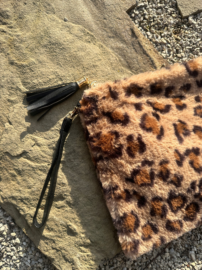 Cheetah Fur Wristlet