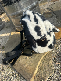 Cozy Cow Fur Backpack - Black