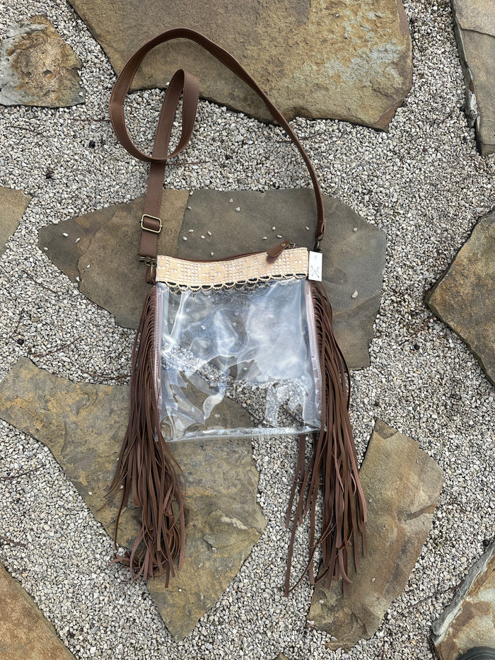Fringed Lace Printed Clear Festival Crossbody