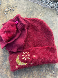 Over the Moon Beanie and Glove Set