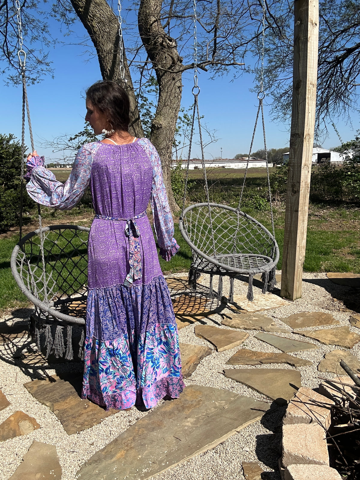 Bohemian Foral Maxi Dress - Lavender Haze