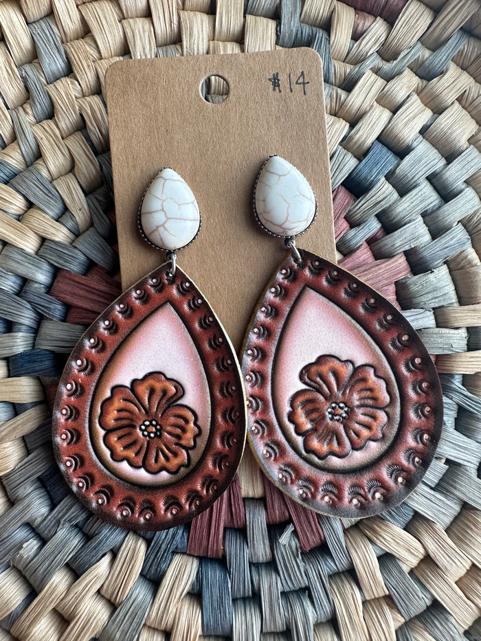 Ivory + Tequila Leather Earrings