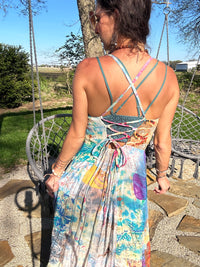 Bohemian Patchwork Dress - Blues