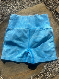 Washed Sky Blue Biker Shorts