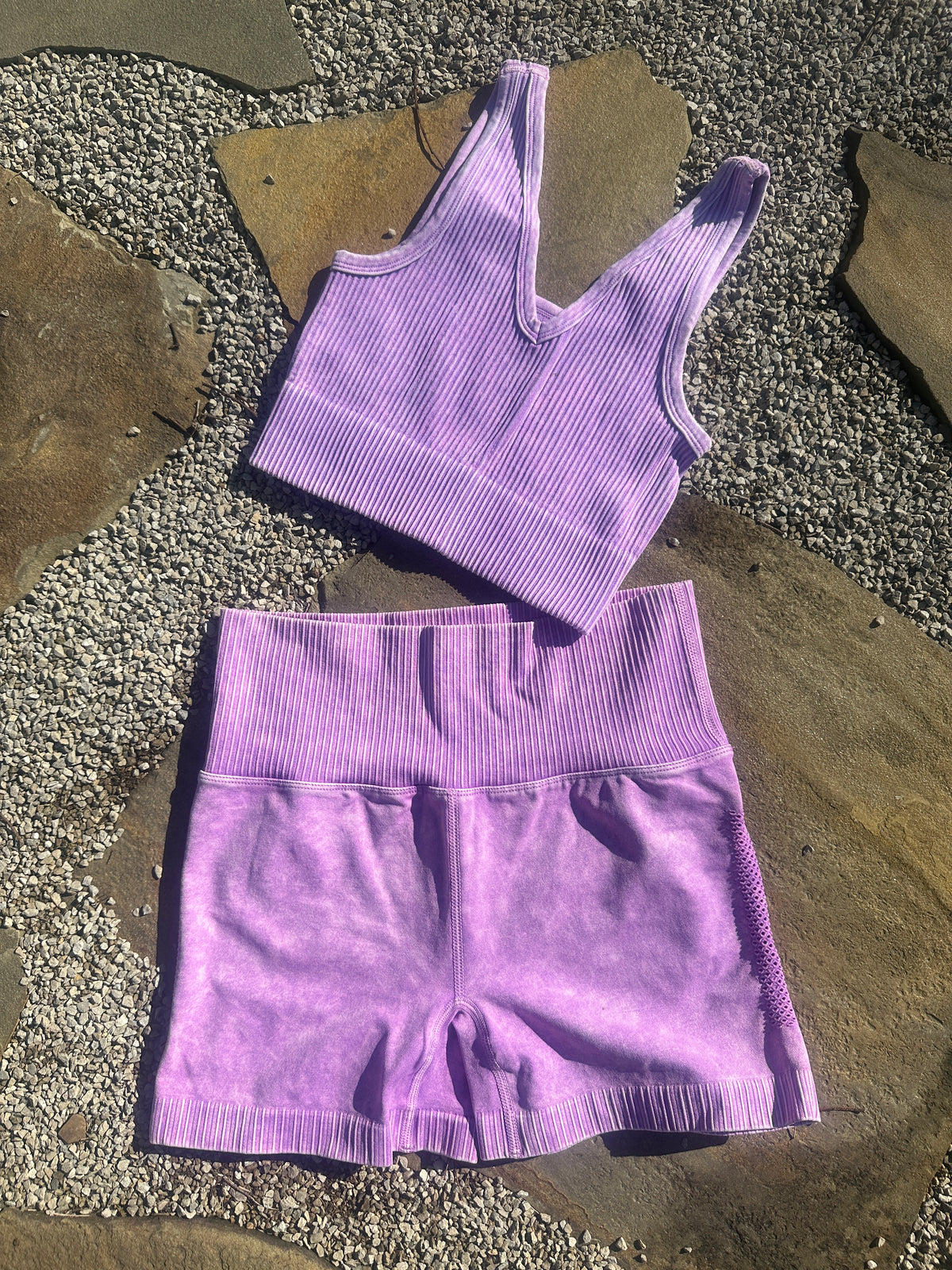 Washed Lavender Biker Shorts