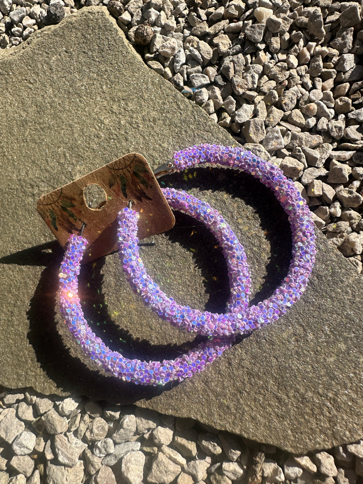 2" Glitter Hoops - Lilac