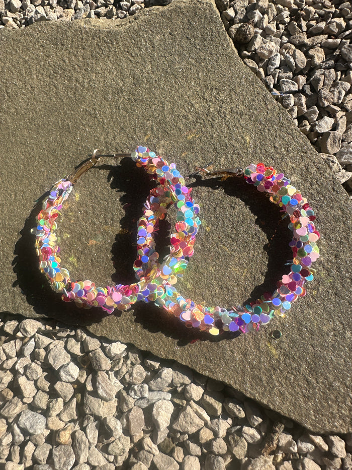 2" Glitter Hoops - Iridescent Multi
