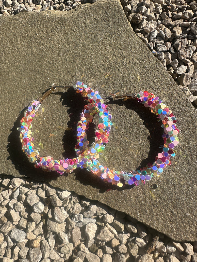2" Glitter Hoops - Iridescent Multi