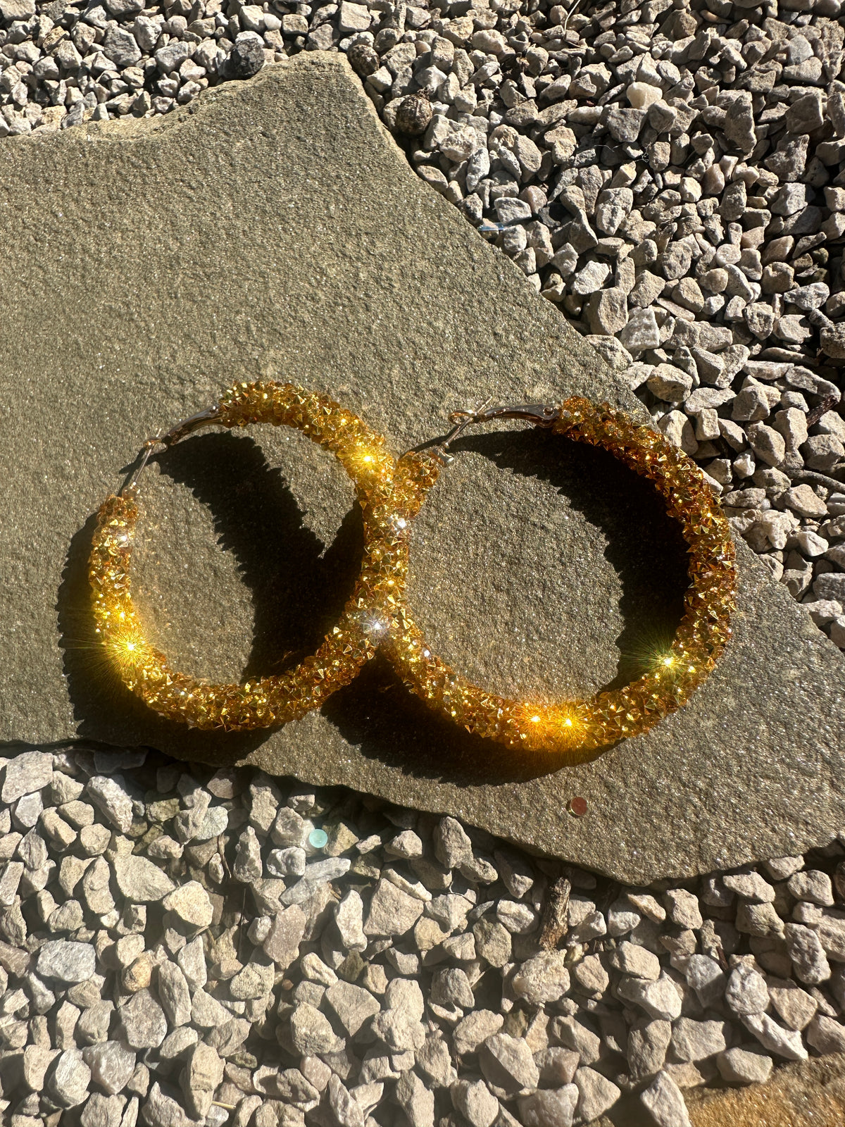 2" Glitter Hoops - Golden