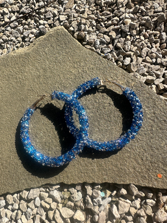 2" Glitter Hoops - Cobalt