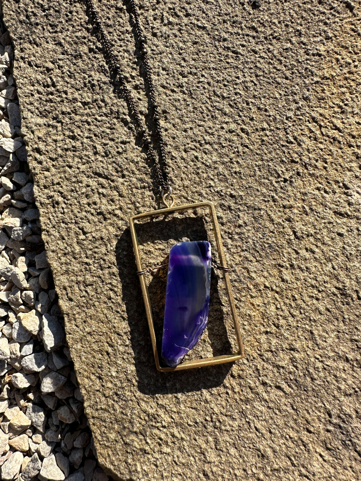 Simple Crystal Pendant Necklace - Azul