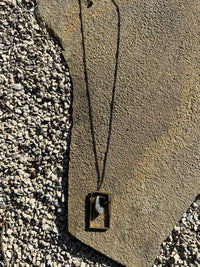 Simple Crystal Pendant Necklace - Black + White