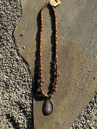 Bohemian Wrapped Necklace with a Natural Stone Pendant