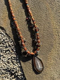 Bohemian Wrapped Necklace with a Natural Stone Pendant
