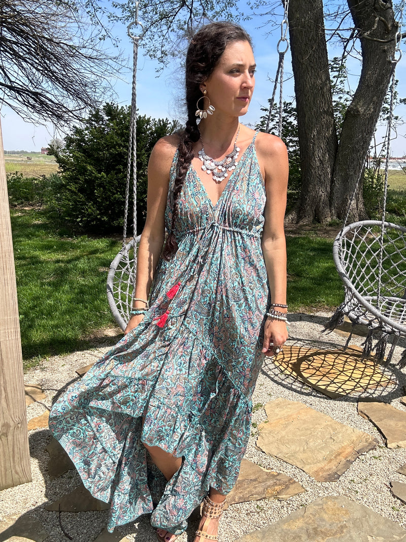 Bohemian High Low Hem Ruffled Dress