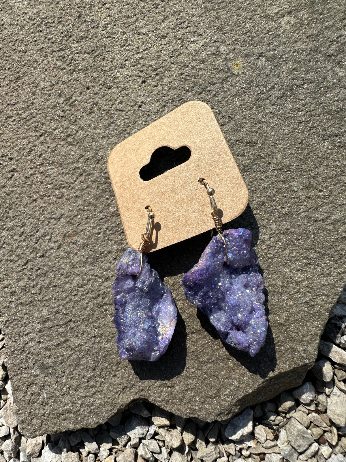Natural Rock Earrings - Lavender