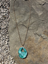 Statement Geode Pendant Necklace - Teal