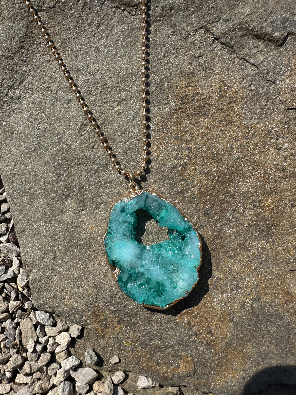 Statement Geode Pendant Necklace - Teal